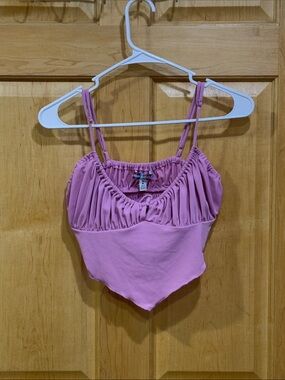 Urban Outfitters Pink Ruched Crop Top with Bandana Hem size M